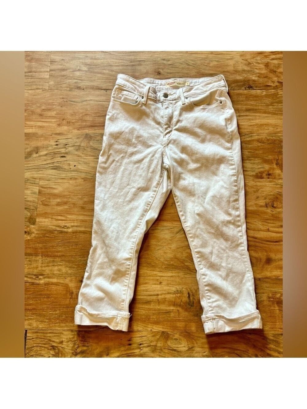 Levi Strauss Signature White Capri Jeans Sz 6 Preppy Coastal Nautical